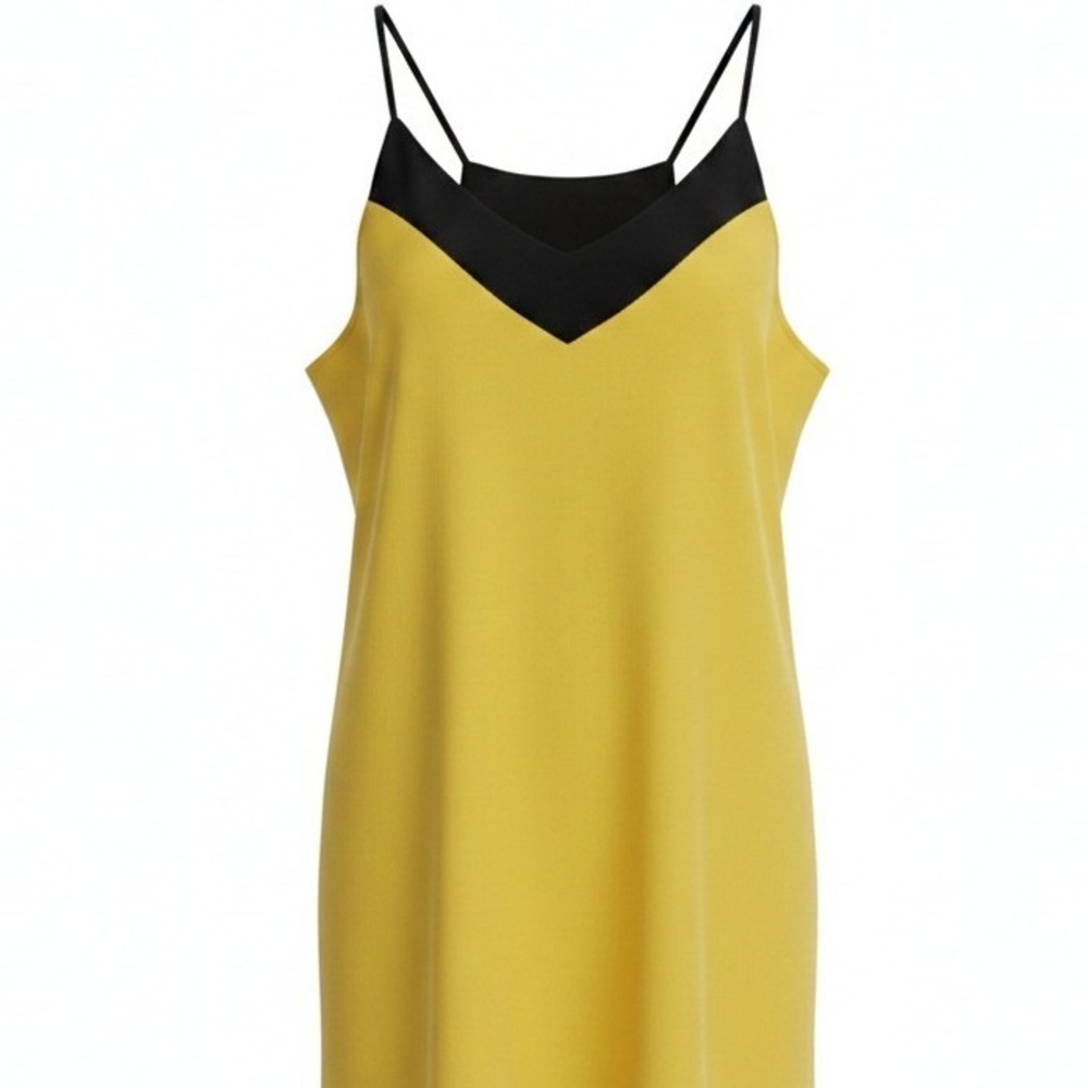 Worthington Bright Bold Colorblock Stretch Yellow V Neck Tank Medium